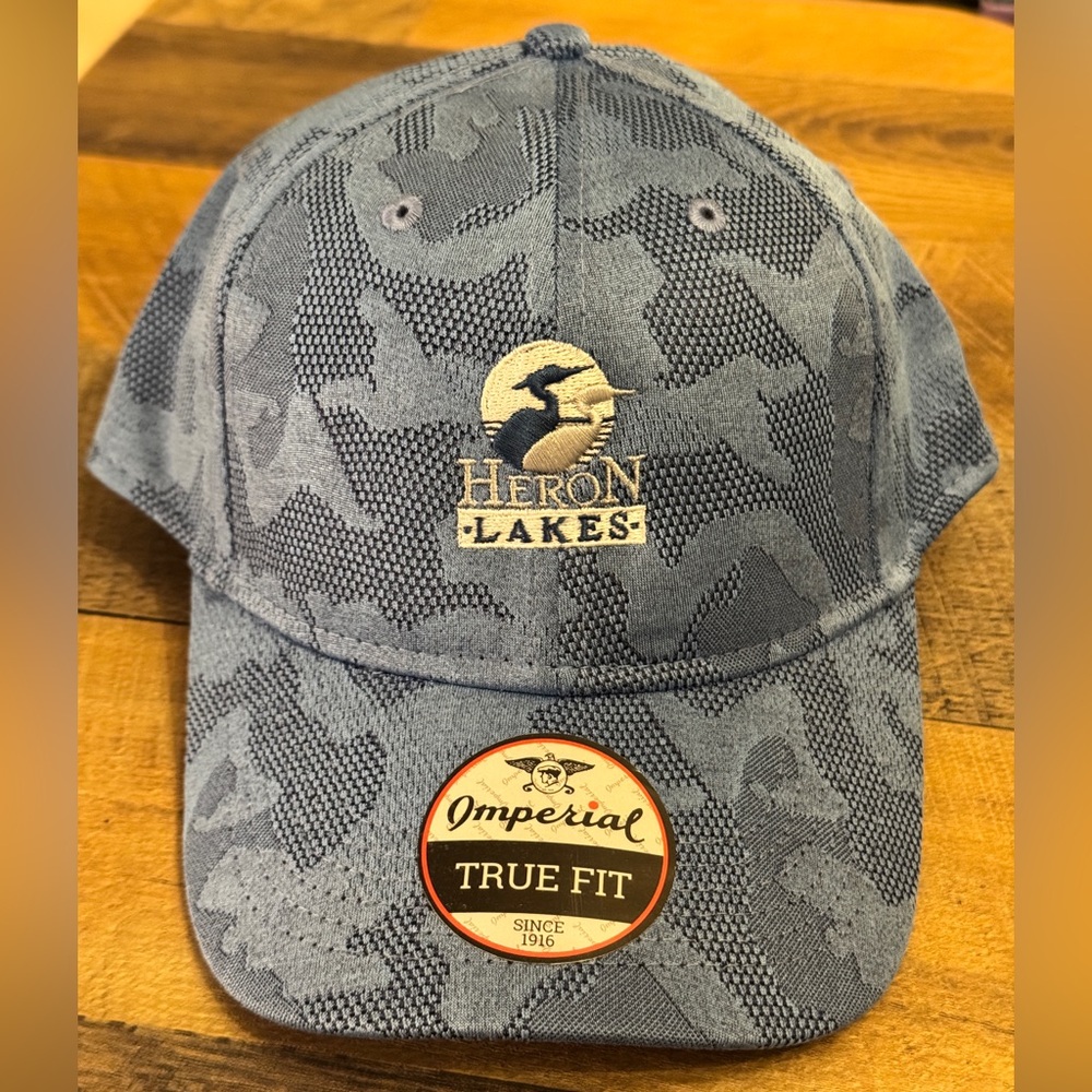 NWT Heron Lakes Blue Camo Hat Imperial Headwear Golf Cap Adjustable